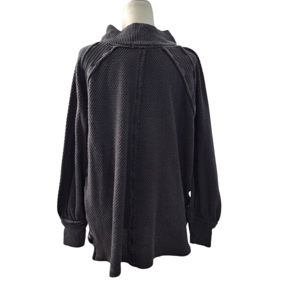 Free People Women's She's A Keeper Boho Top Charcoal Gray Long Sleeve Oversize S - Picture 4 of 9